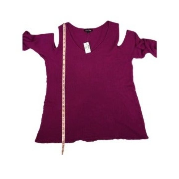 Rob & Ali Long Sleeve Cold Shoulder Fuschia Sweater Women’s 1X - Picture 4 of 11